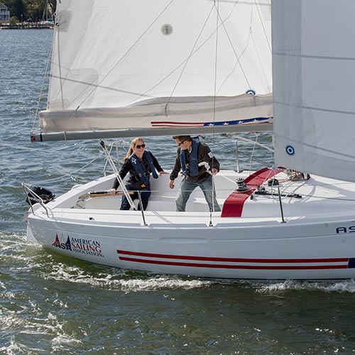 ASA student learning how to sail