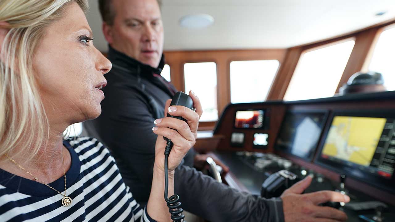 trawler boaters use vhf radio to call mayday
