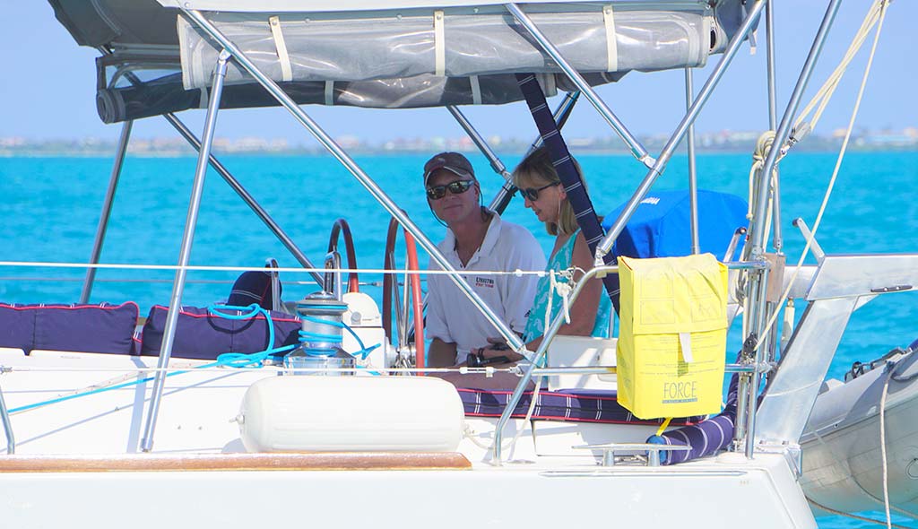 Gary and Melanie aboard their sailboat Second Sojourn